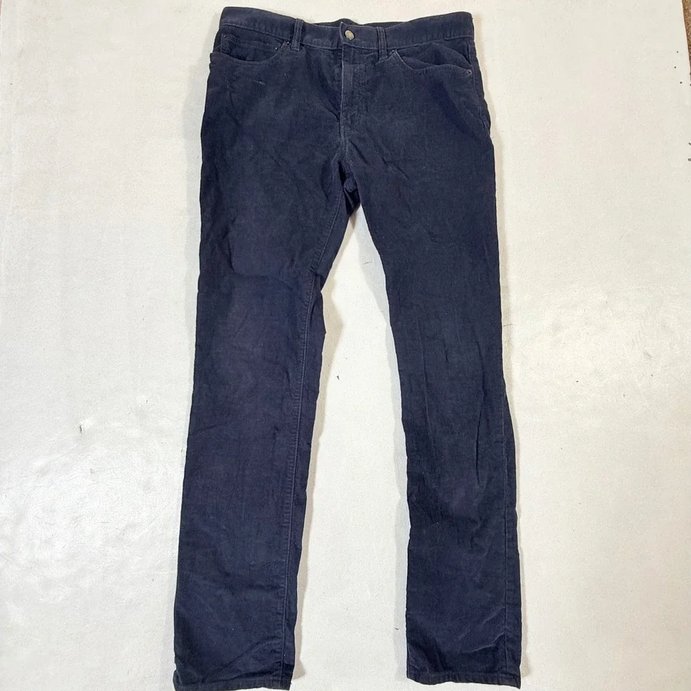 J Crew Flex Corduroy Pants Mens 34x34 Slim Fit Dark Wash Navy Blue‎ Stretch